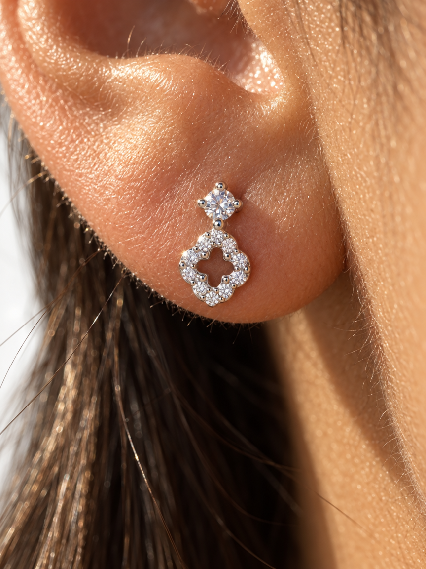 Pavé Clover Drops