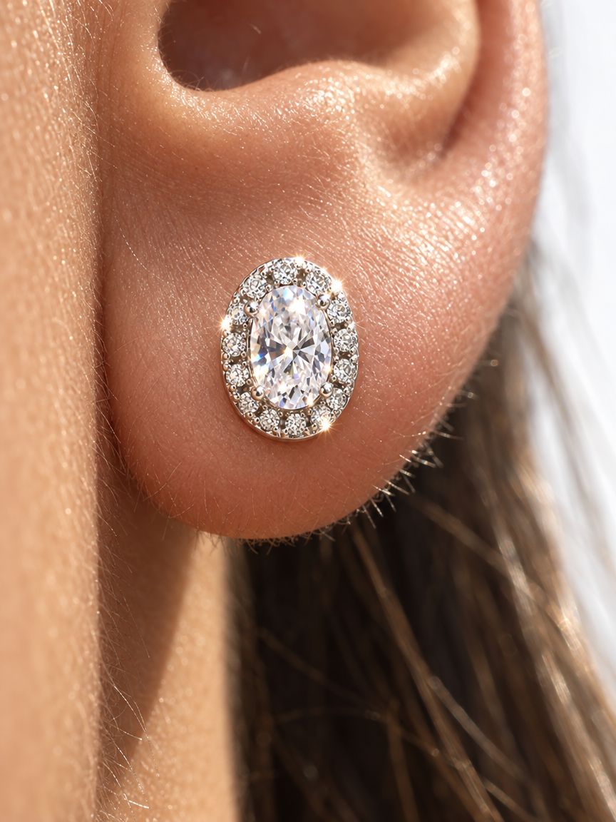 Oval Halo Studs