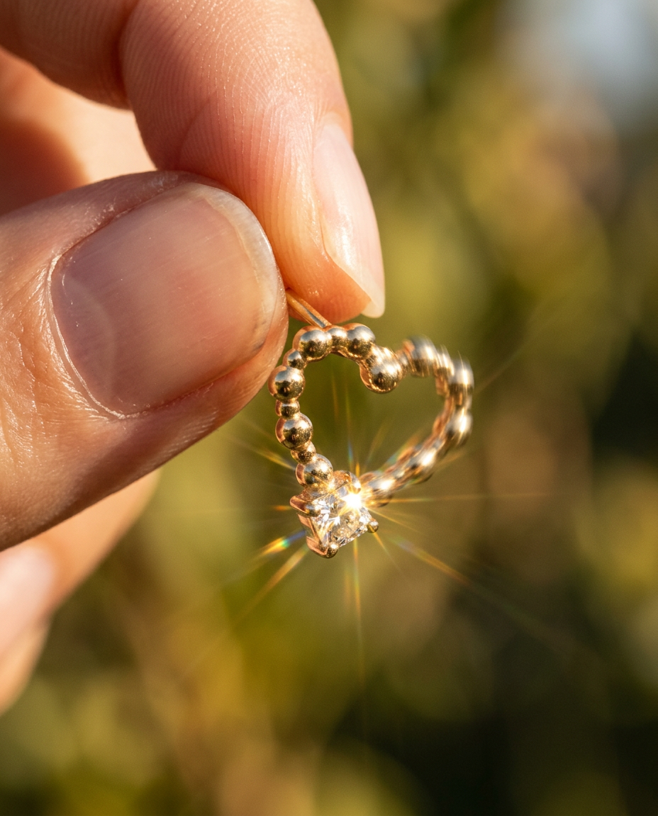 Open Heart Rhinestone Stud Earrings