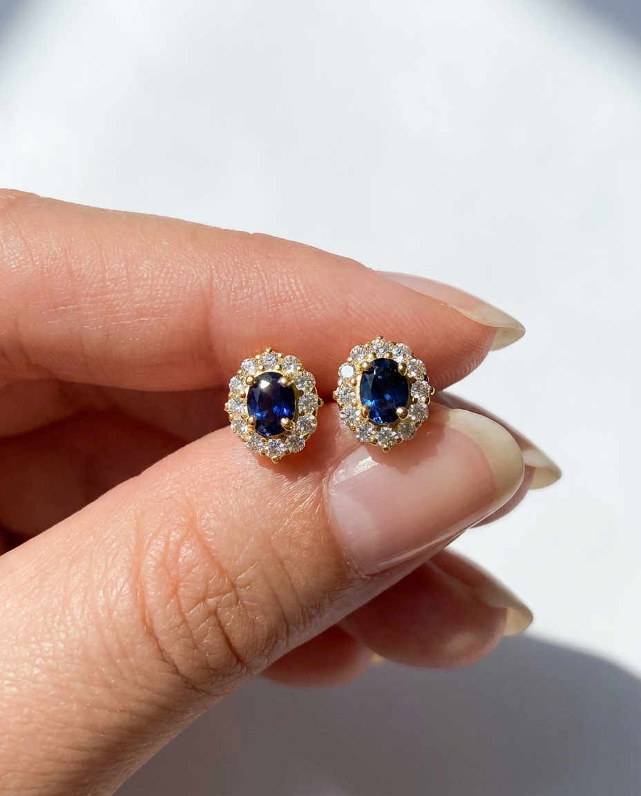 Sapphire Halo Studs