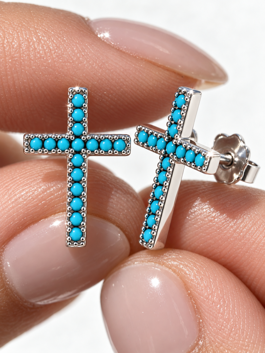 Acqua Cross Studs