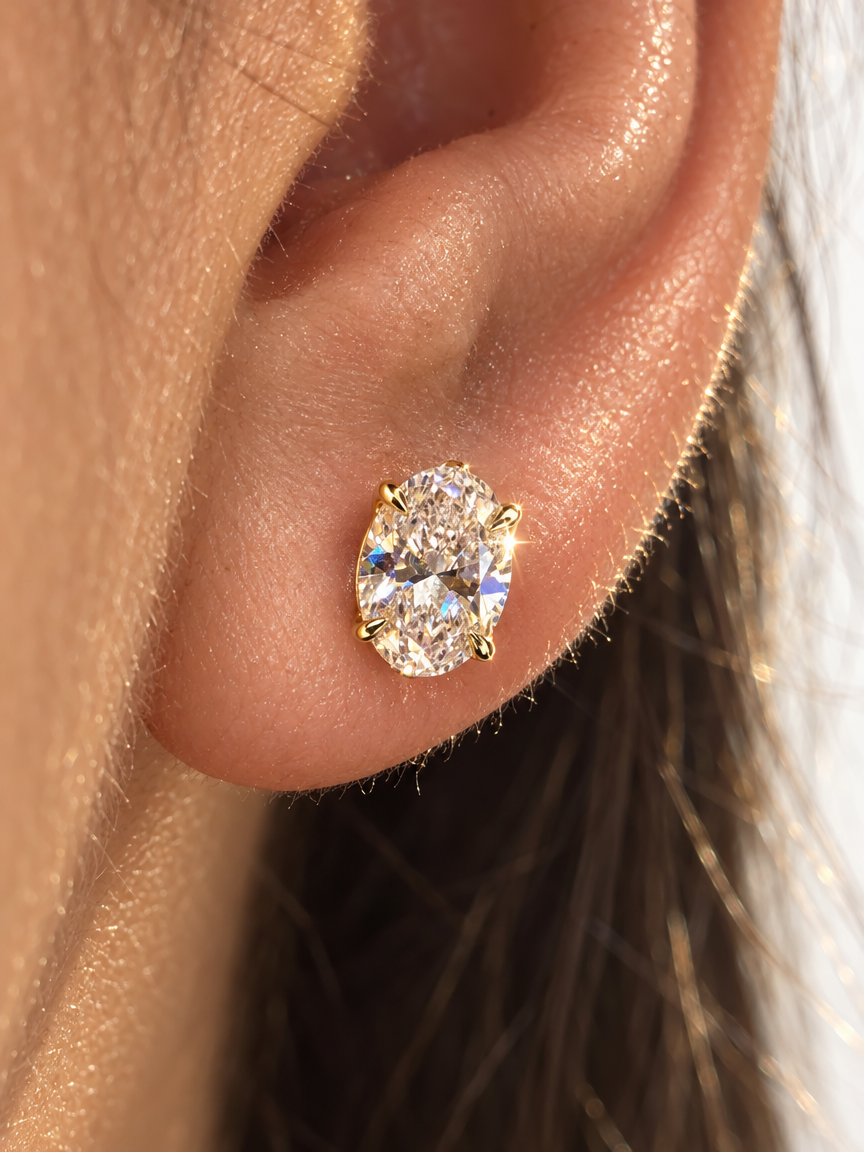 Classic Oval Solitaire Studs