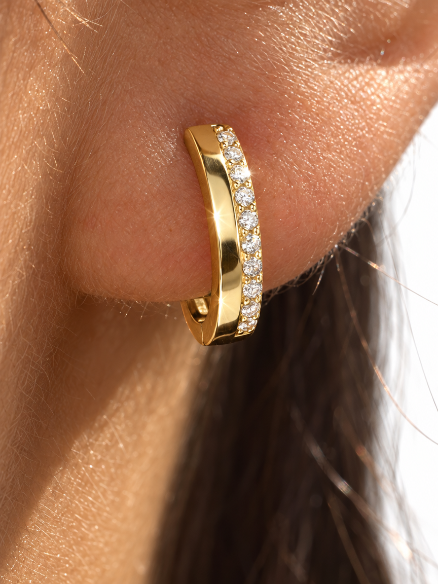 Pavé Huggie Hoops