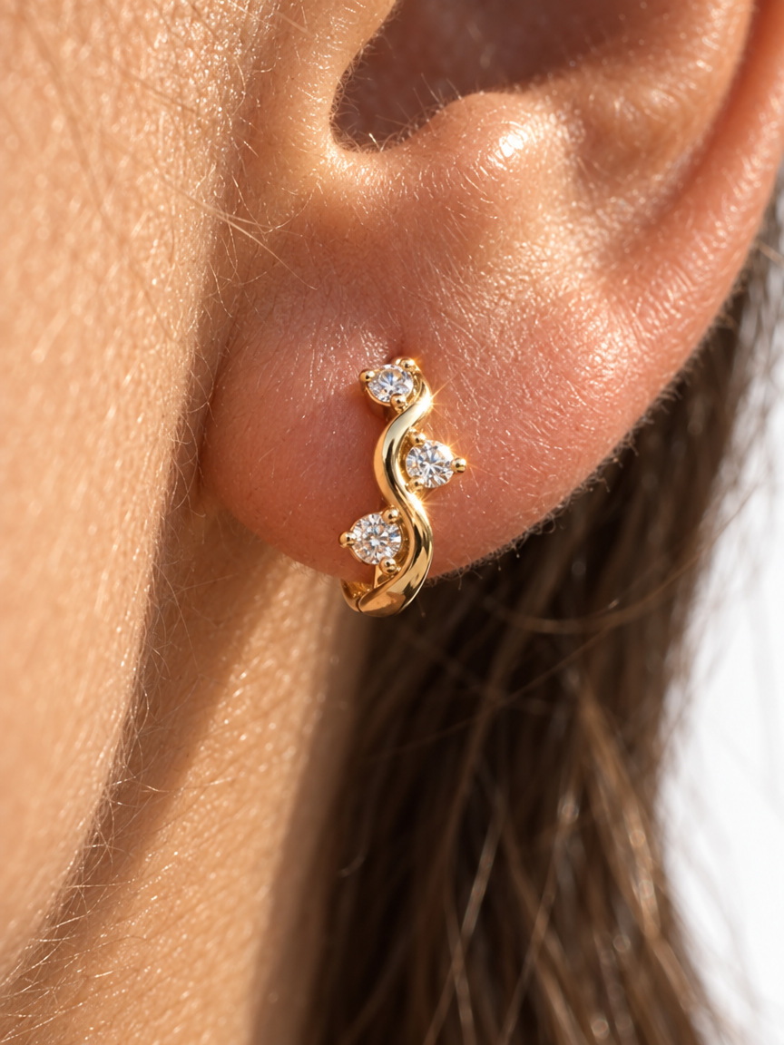 Twisted Zircon Hoop Earrings