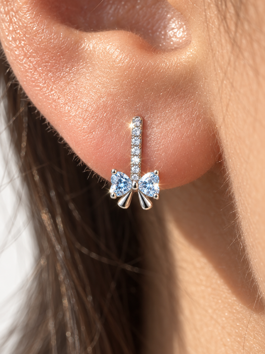 Ocean Heart Bowtie Studs