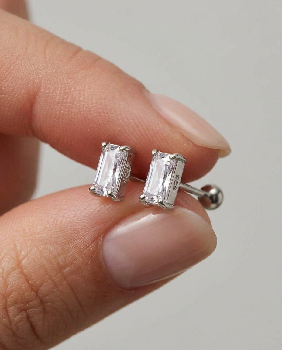 Baguette Stone Studs