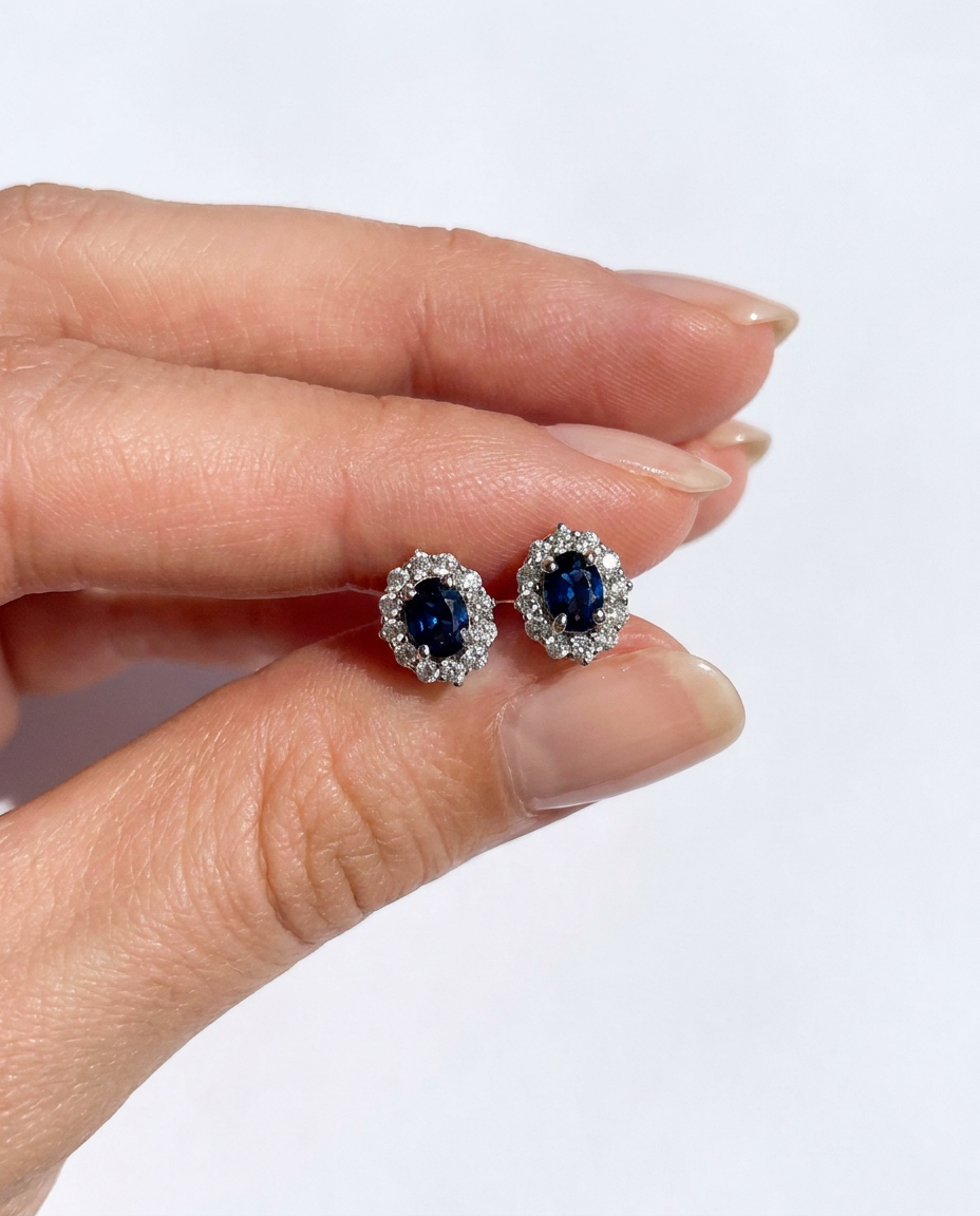 Sapphire Halo Studs