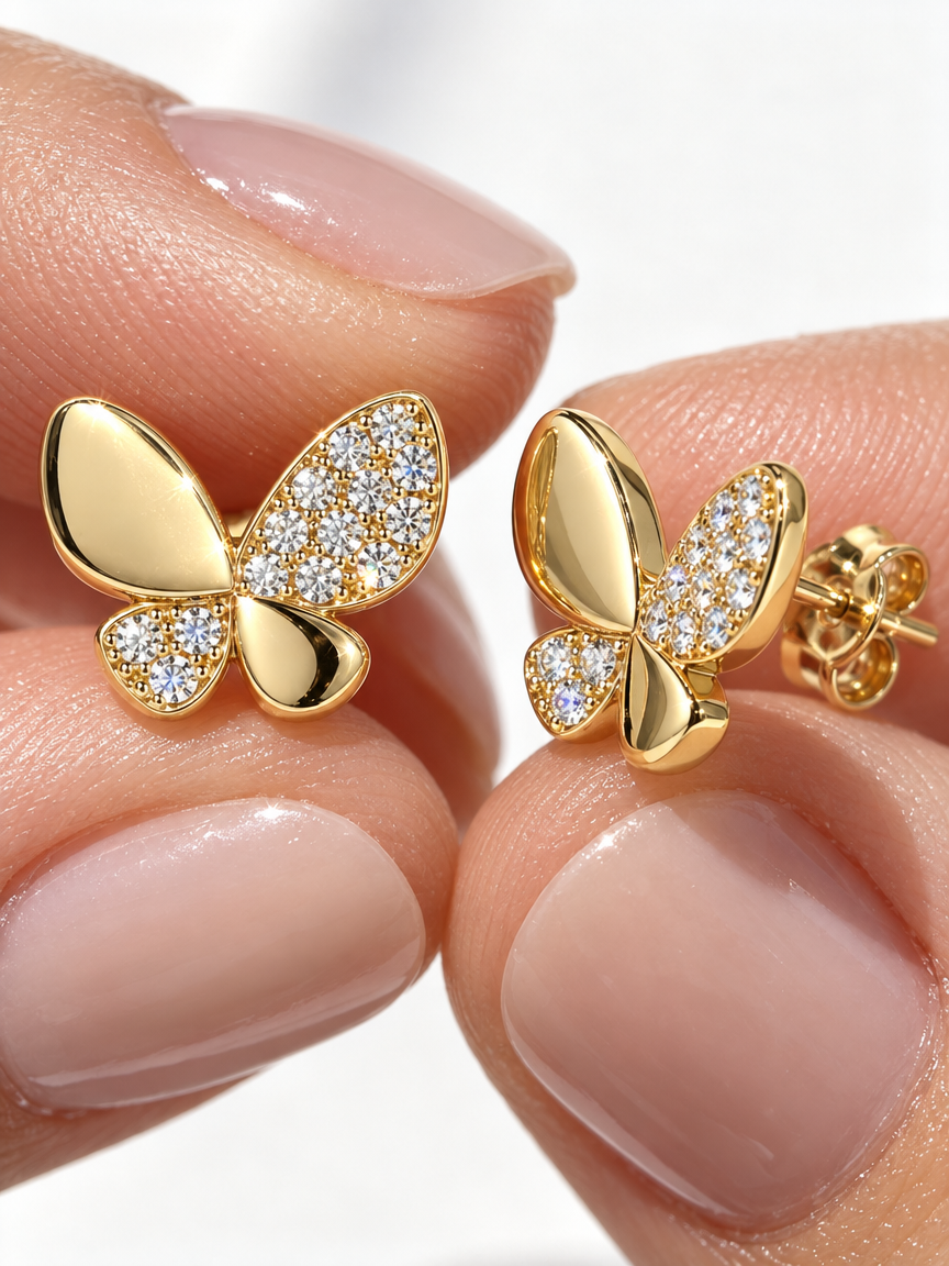 Butterfly Zircon Stud Earrings