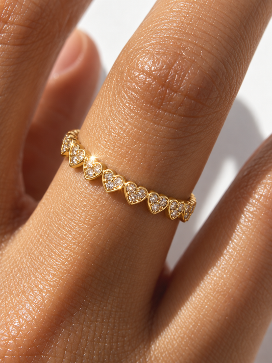 Pavé Heart Band Ring