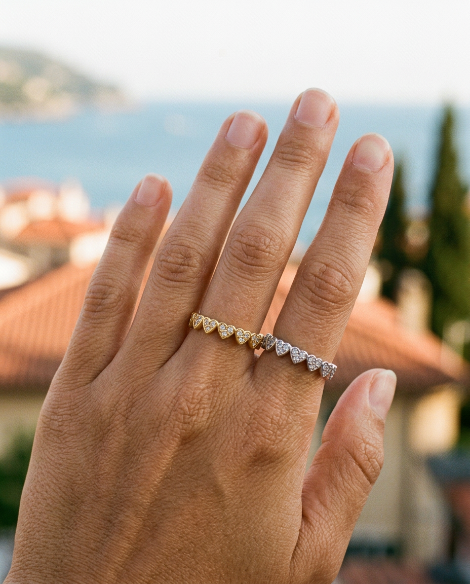 Pavé Heart Band Ring