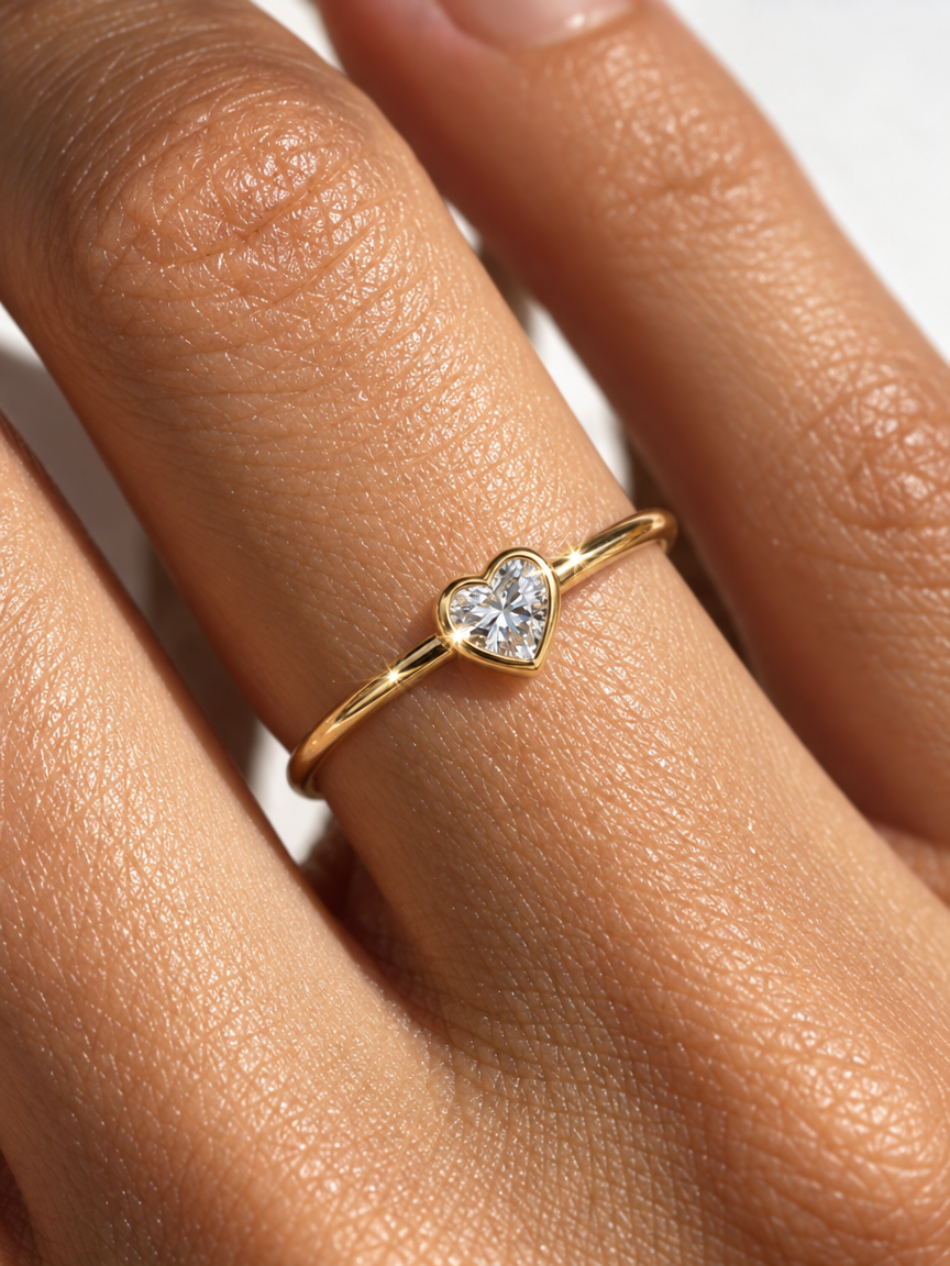 Bezel Heart Ring