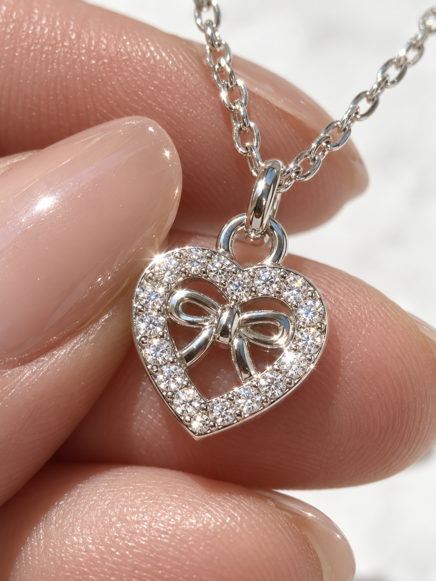 Bow Heart Necklace