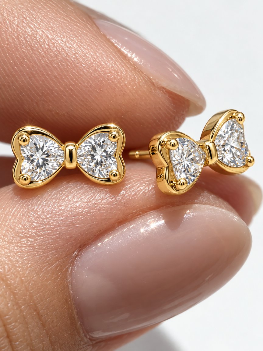 Heart Bowtie Studs