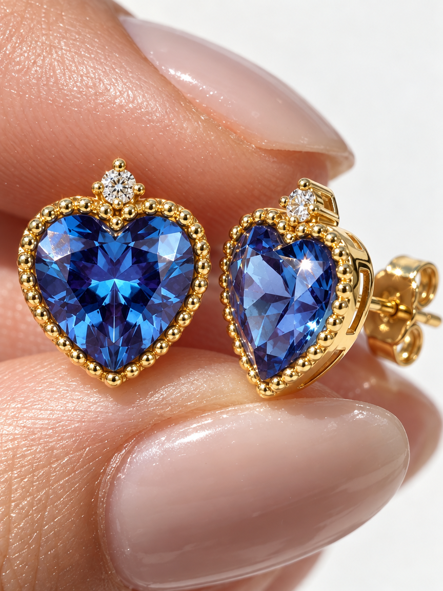 Ocean Heart Crystal Studs