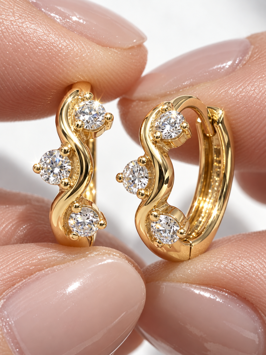 Twisted Zircon Hoop Earrings