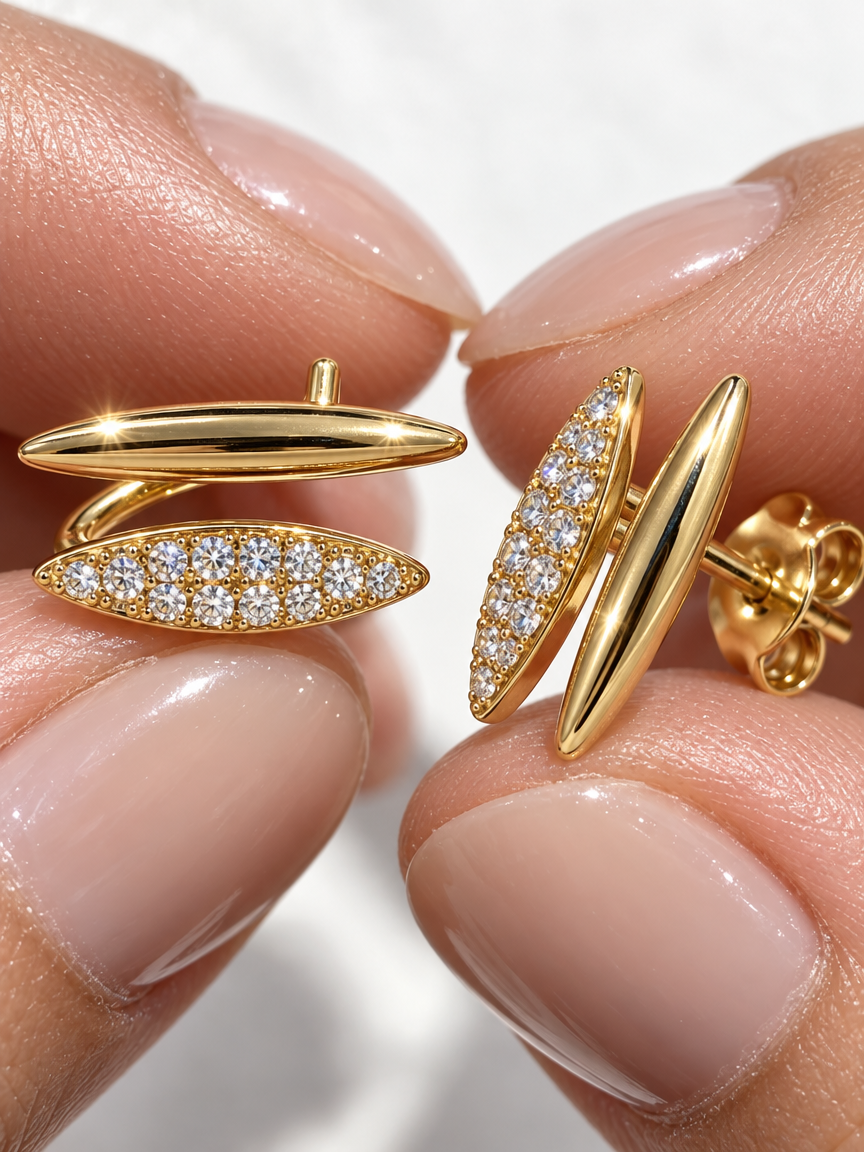 Double Marquise Stud Earrings