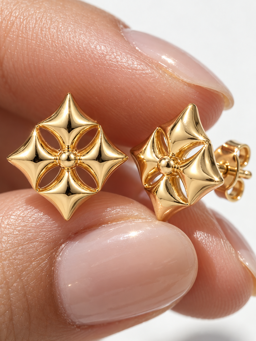 Geometric Star Stud Earrings
