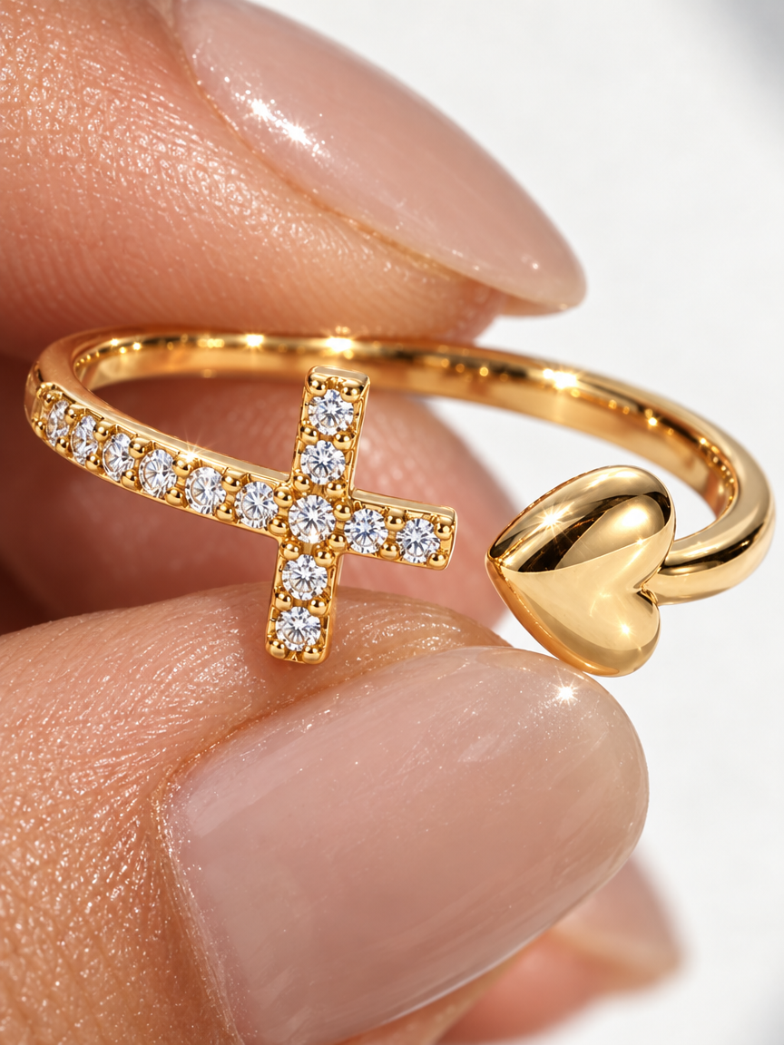 Heart & Cross Ring