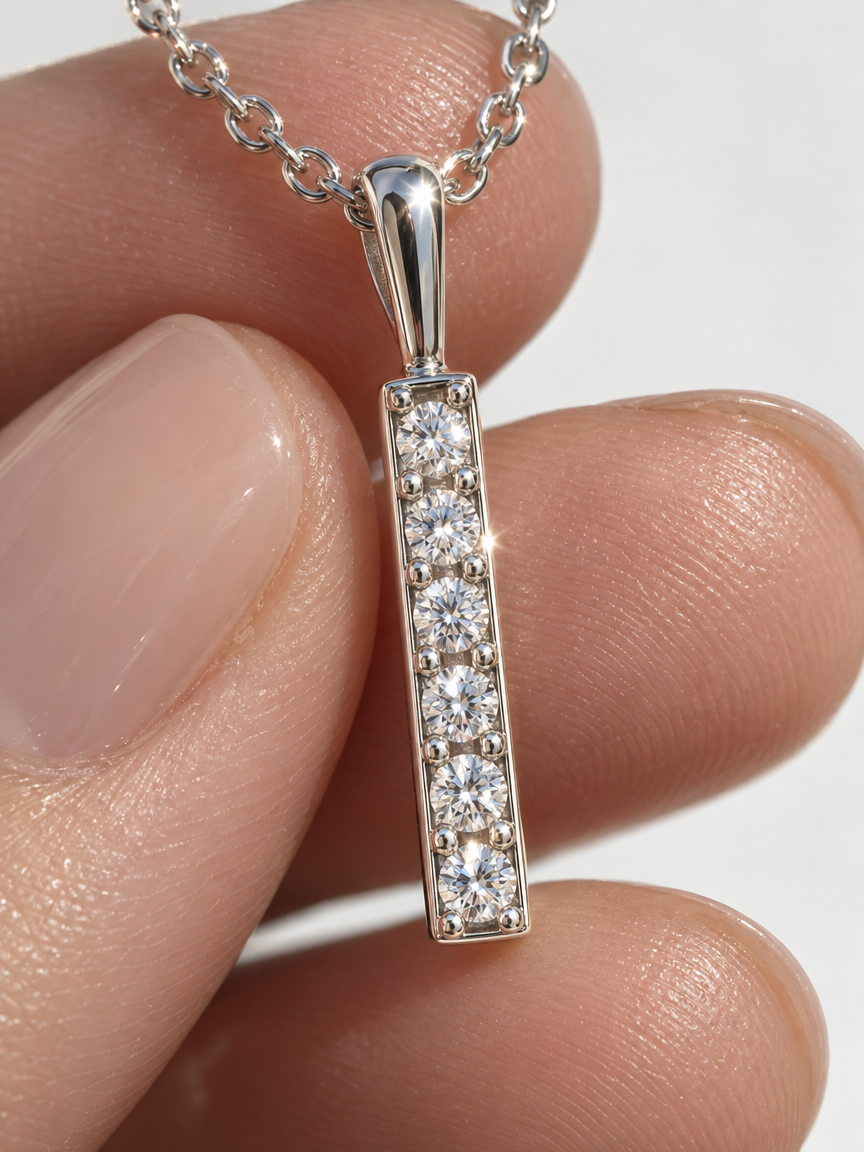 Vertical Pavé Bar Necklace