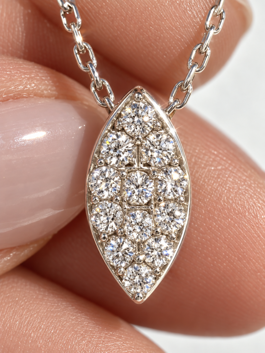 Pavé Oval Pendant Necklace
