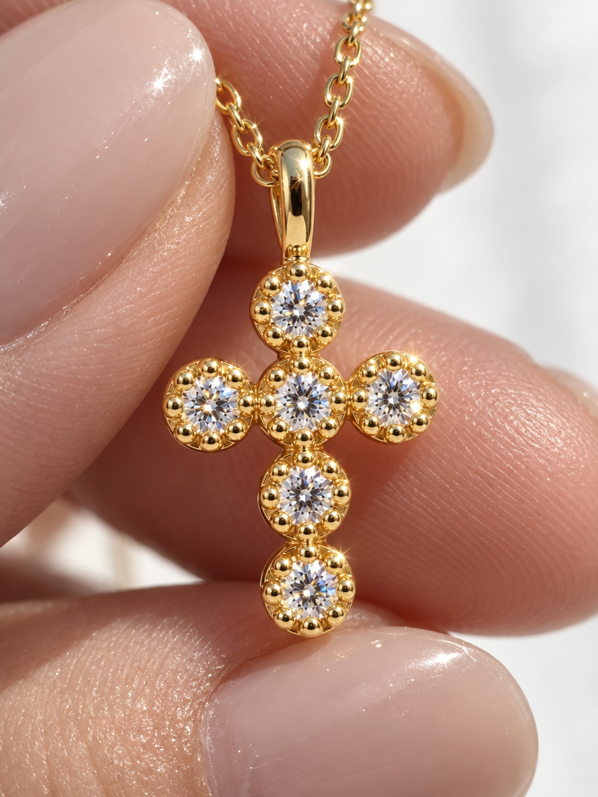 Bezel Cross Pendant Necklace