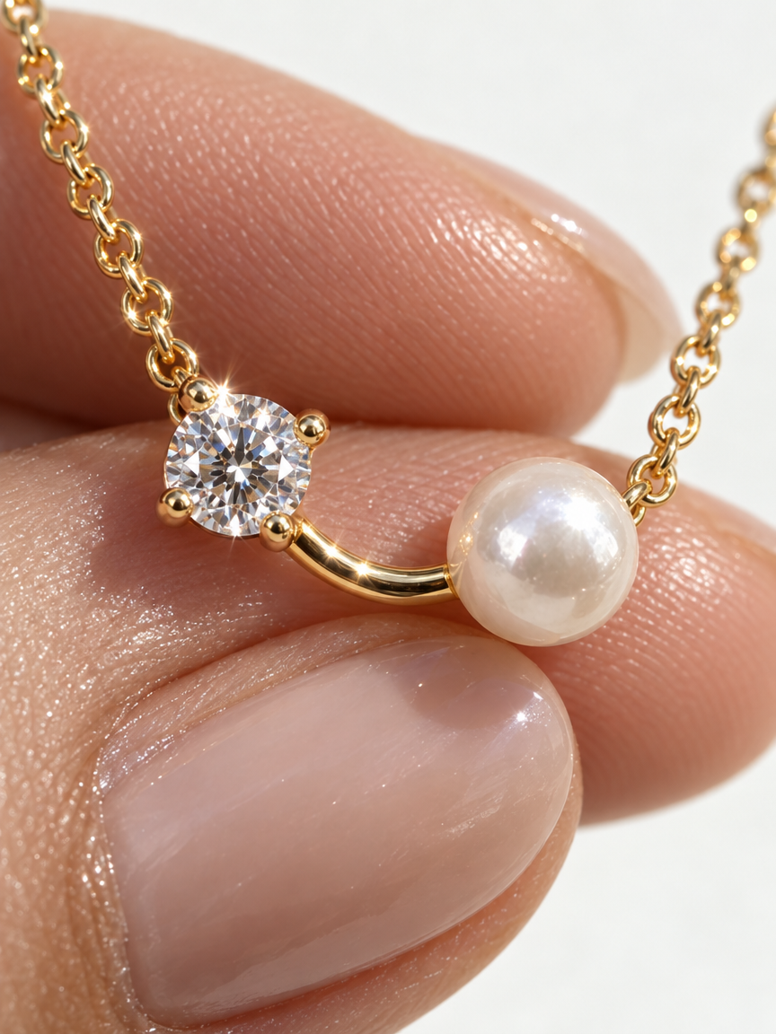 Pearl & Zirconia Accent Necklace