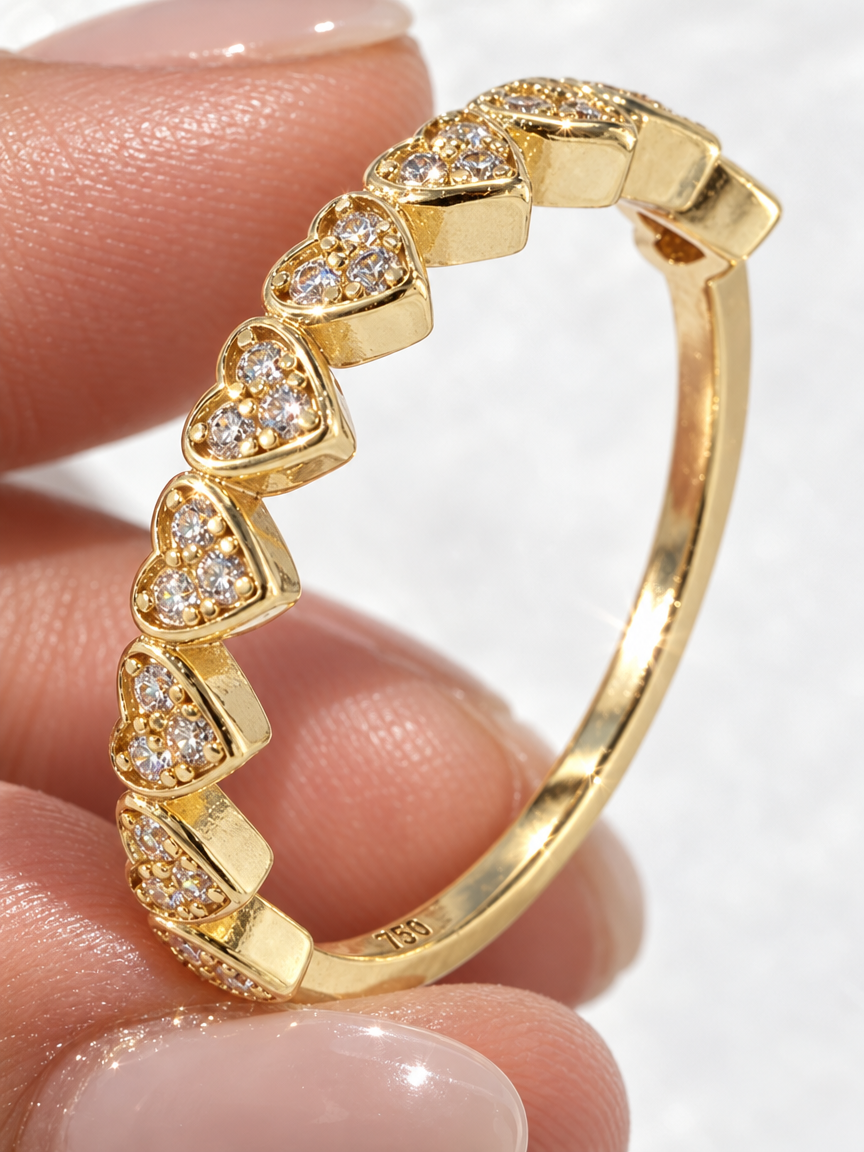 Pavé Heart Band Ring