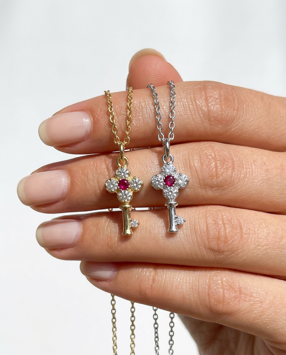 Clover Key Pendant Necklace