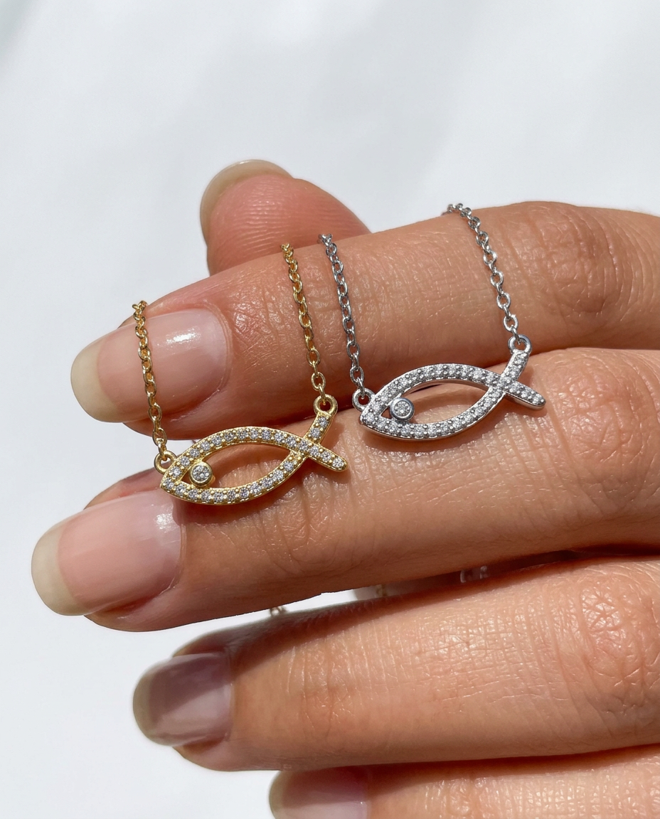 Pavé Fish Pendant Necklace