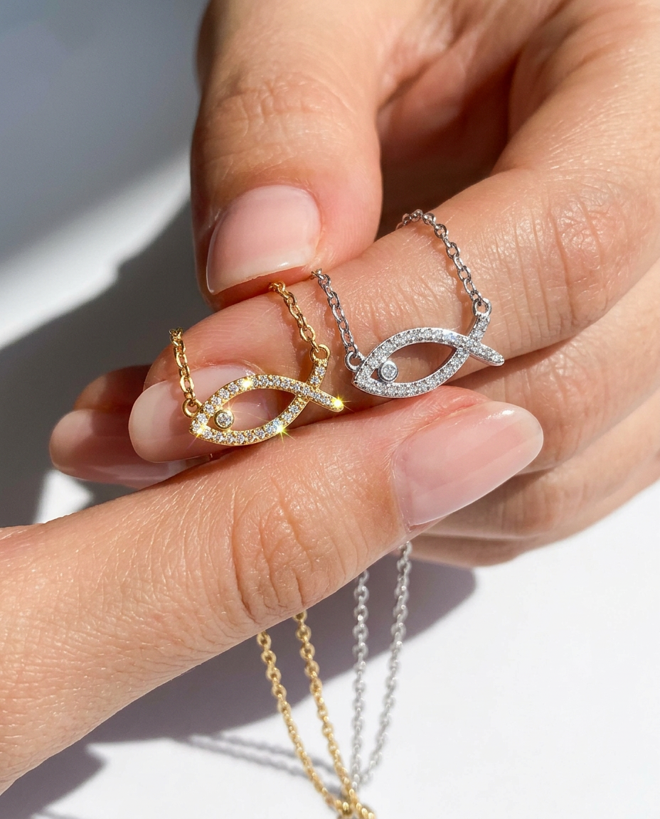Pavé Fish Pendant Necklace