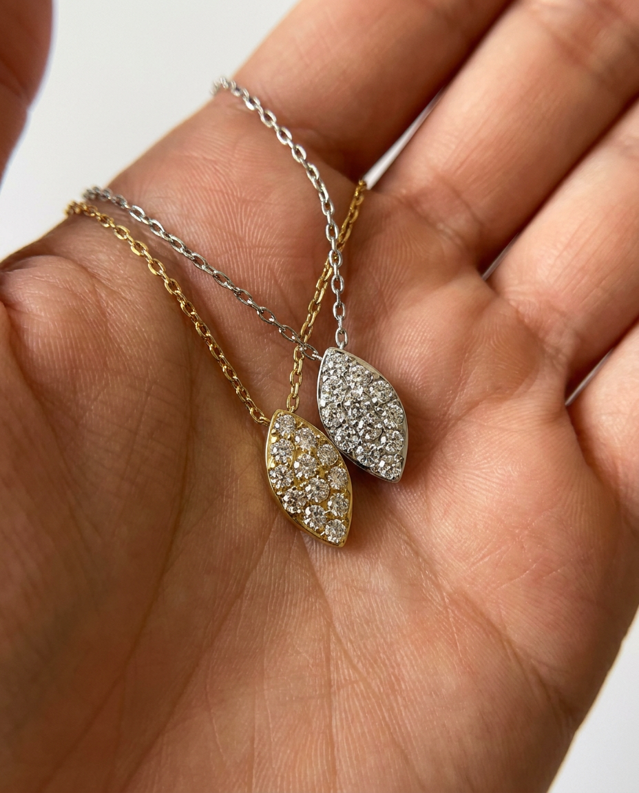 Pavé Oval Pendant Necklace