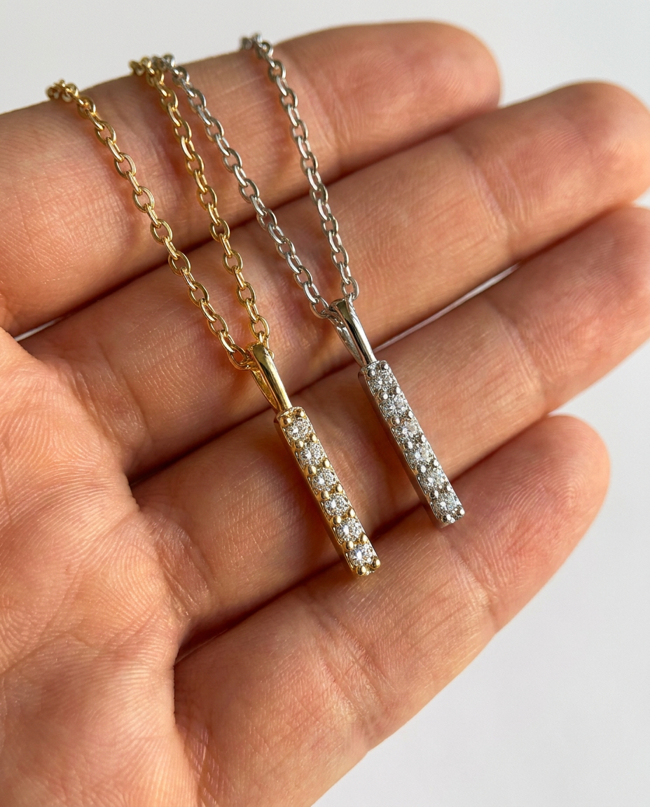 Vertical Pavé Bar Necklace