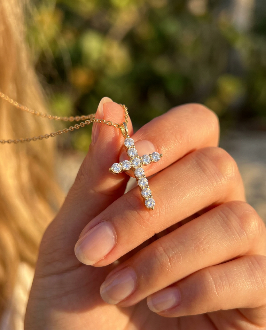 Pavé Cross & Satellite Necklace Set