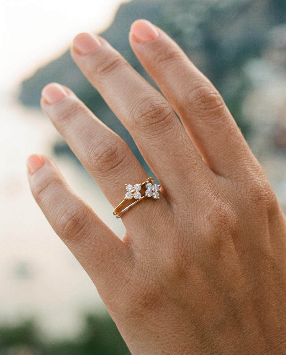 Lucky Clover Zircon Ring