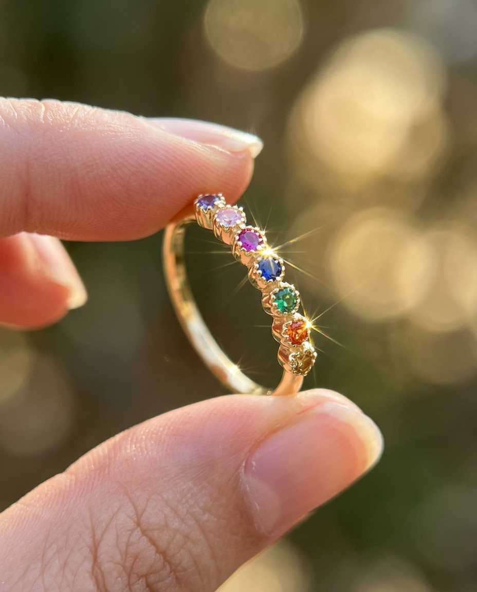Rainbow Zircon Ring
