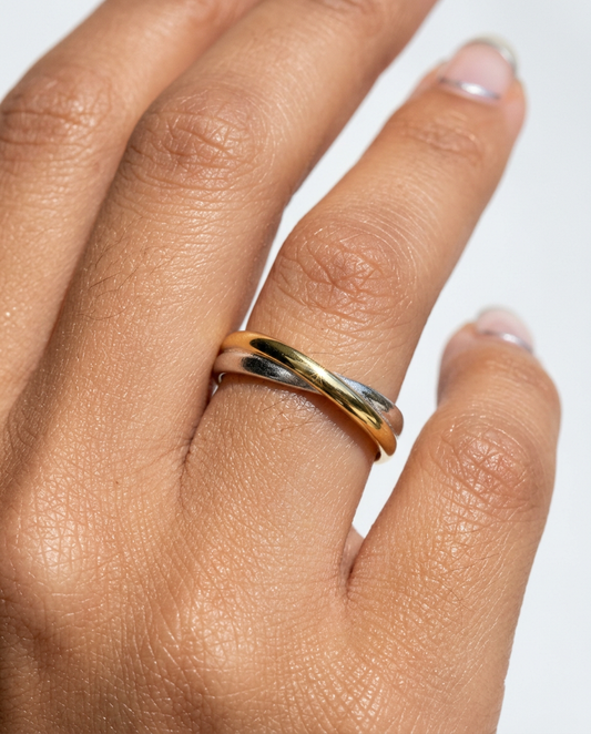 Two-Tone Twisted Ring