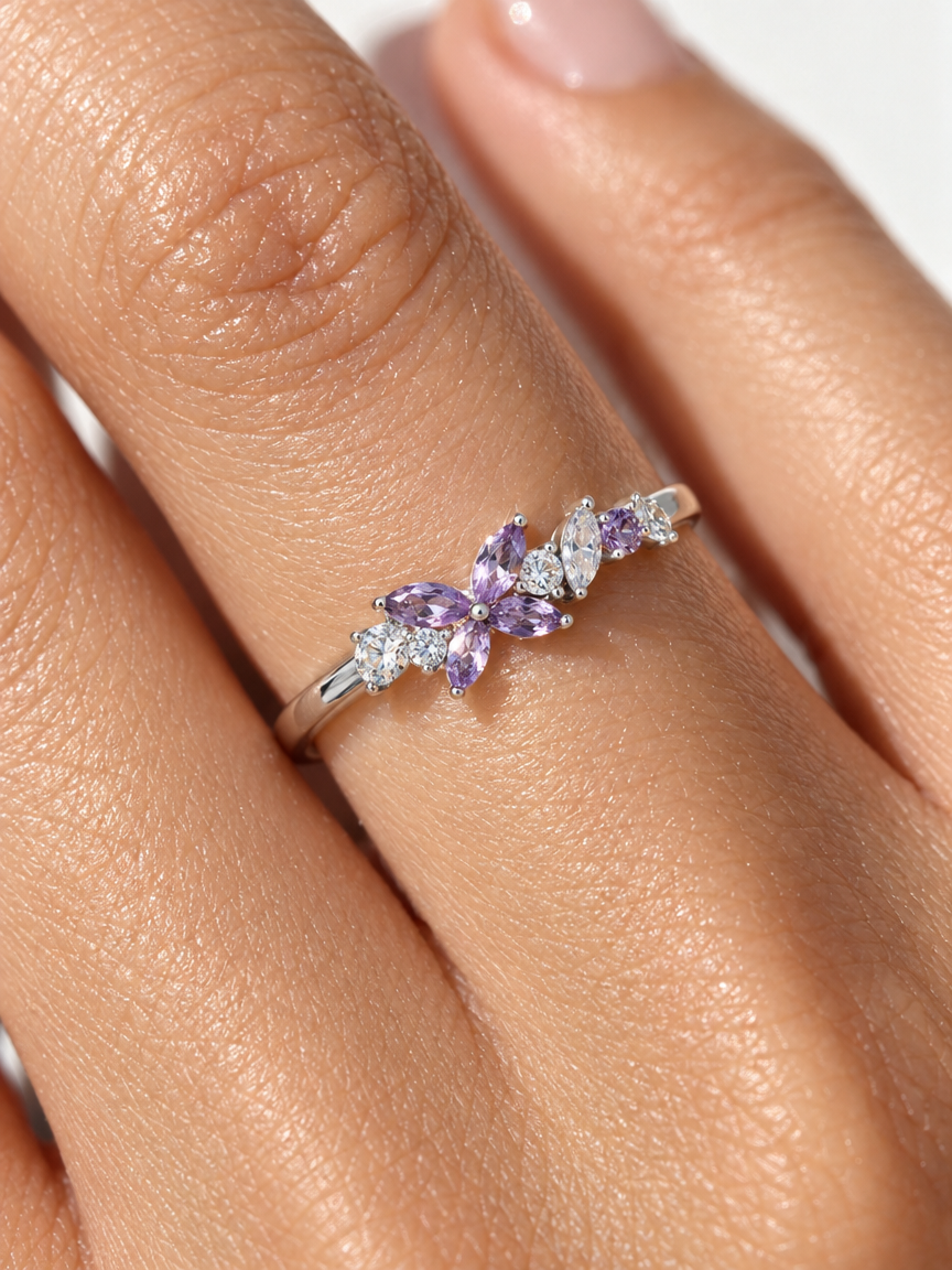 Lilac Butterfly Ring