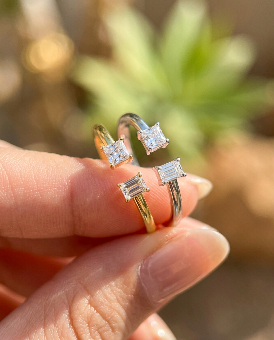 Dual Stone Open Ring