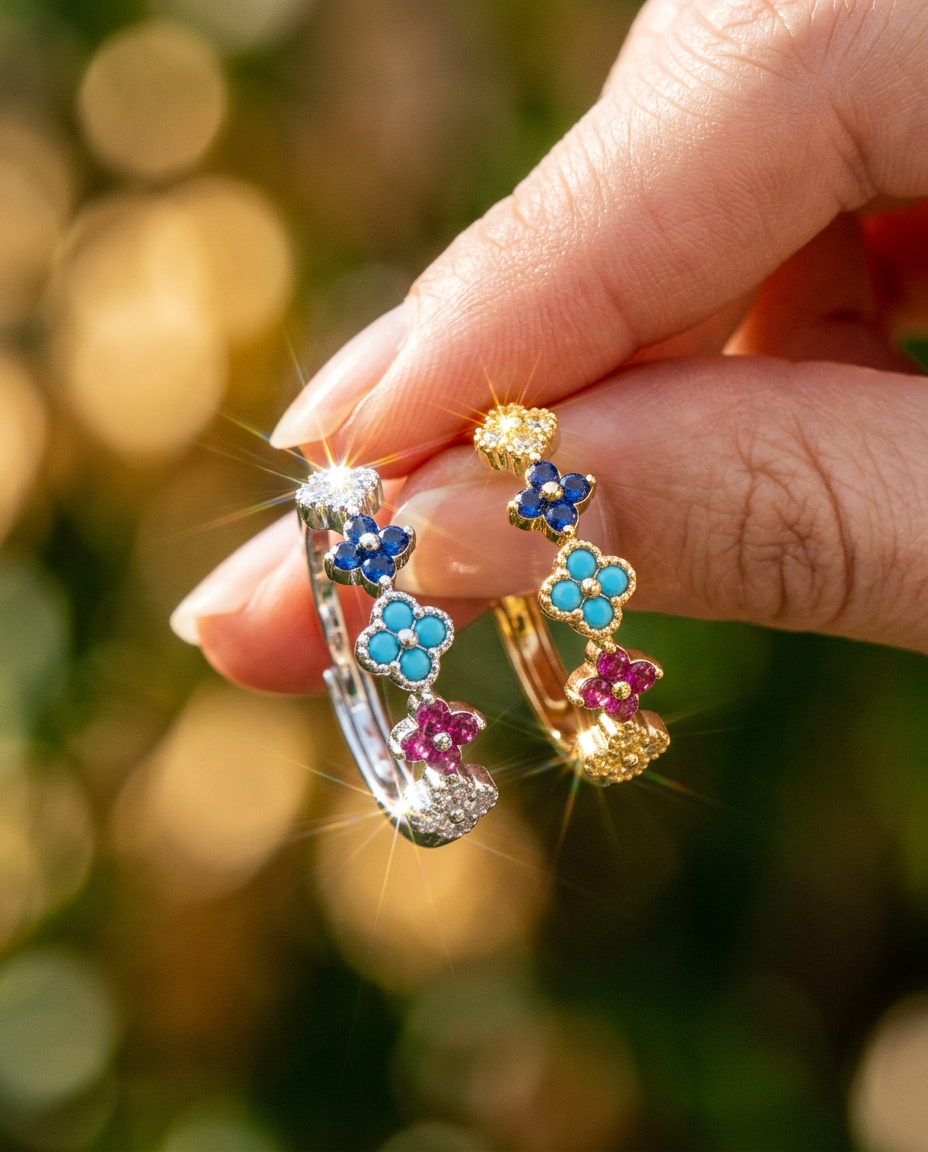 Colourful Clover Zircon Ring