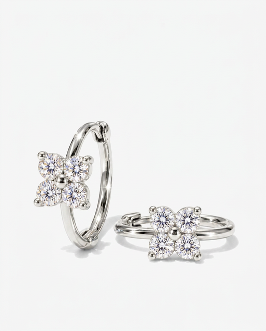 Clover Huggie Hoops