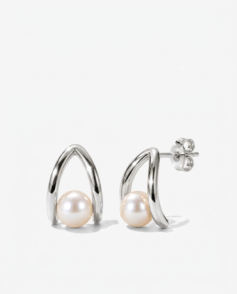 Hollow Pearl Studs