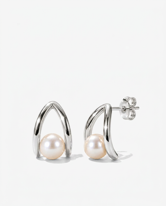 Hollow Pearl Studs