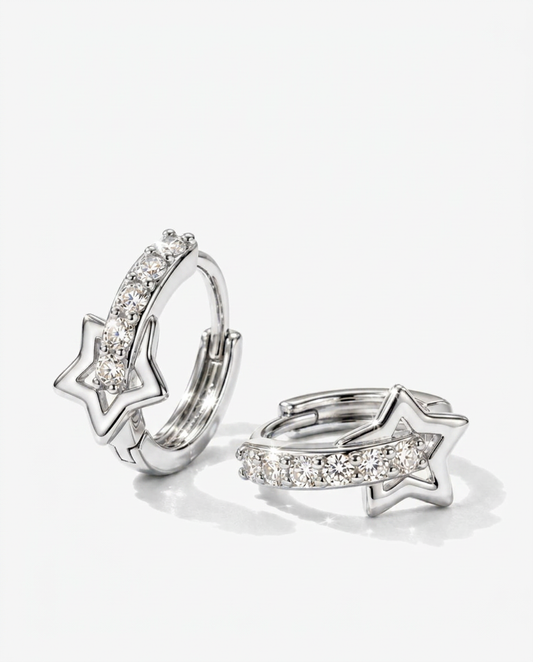 Pentagram Huggie Hoops