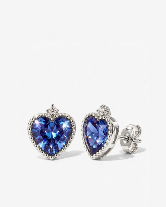 Ocean Heart Crystal Studs