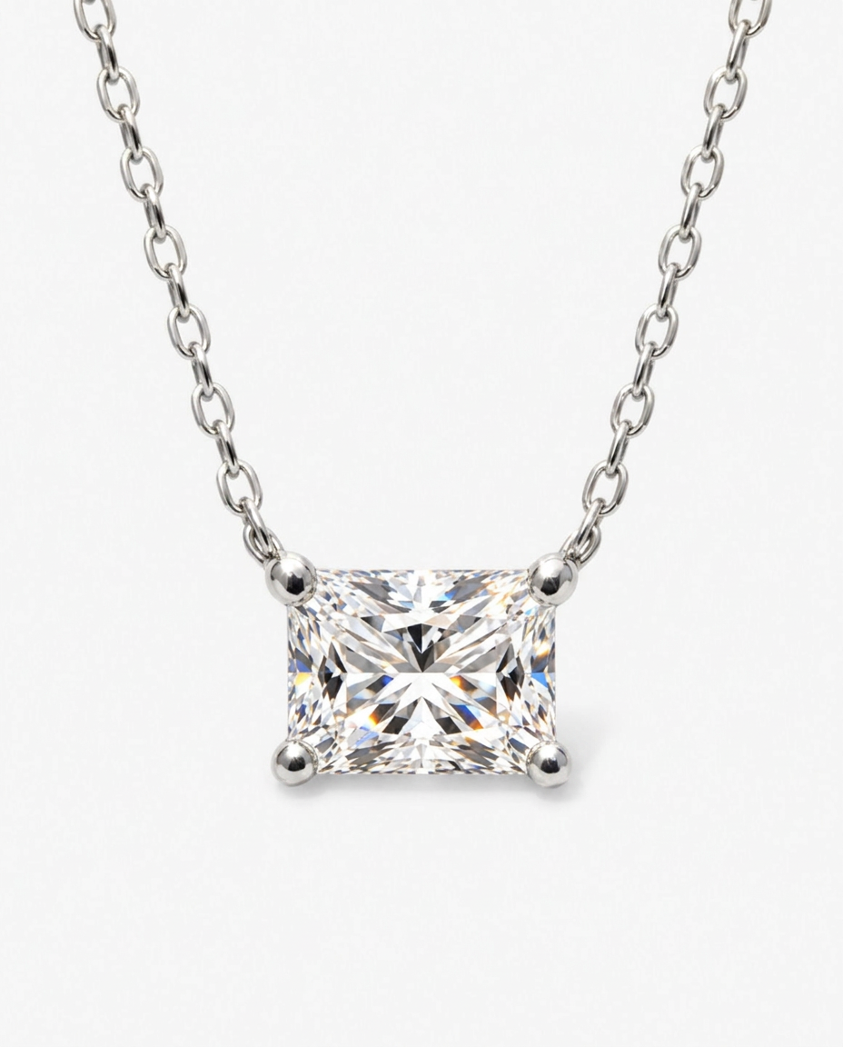 Step-Cut Solitaire Necklace