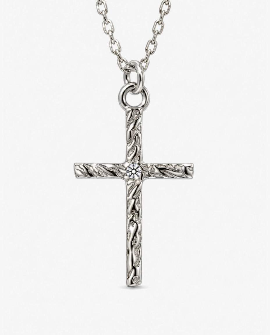 Textured Cross Necklace