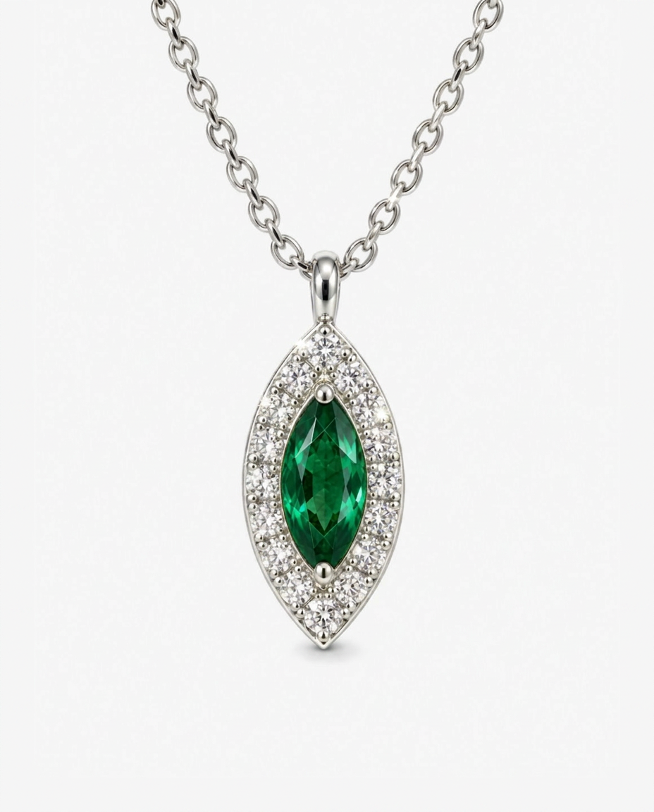 Green Crystal Marquise Necklace