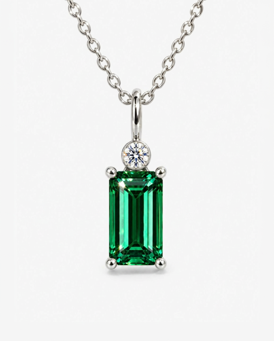 Green Crystal Baguette Necklace
