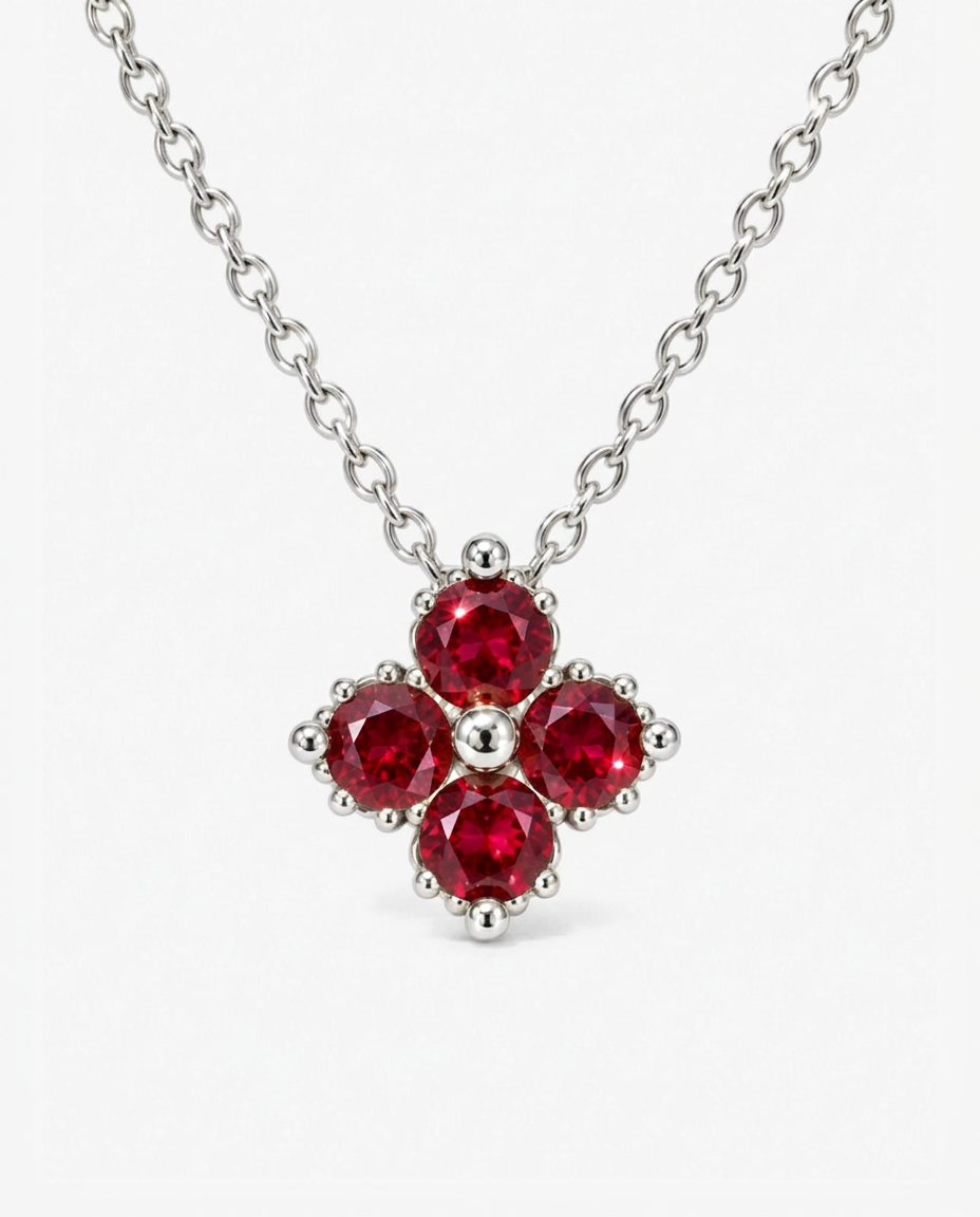 Pomegranate Clover Necklace