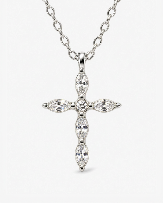 Flower Cross Pendant Necklace